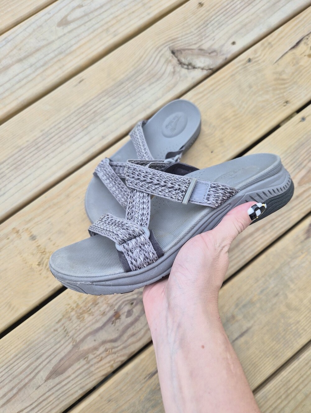 Dansko Gray Woven Slide Sandal Size 37 Tribal Slip On Shoes